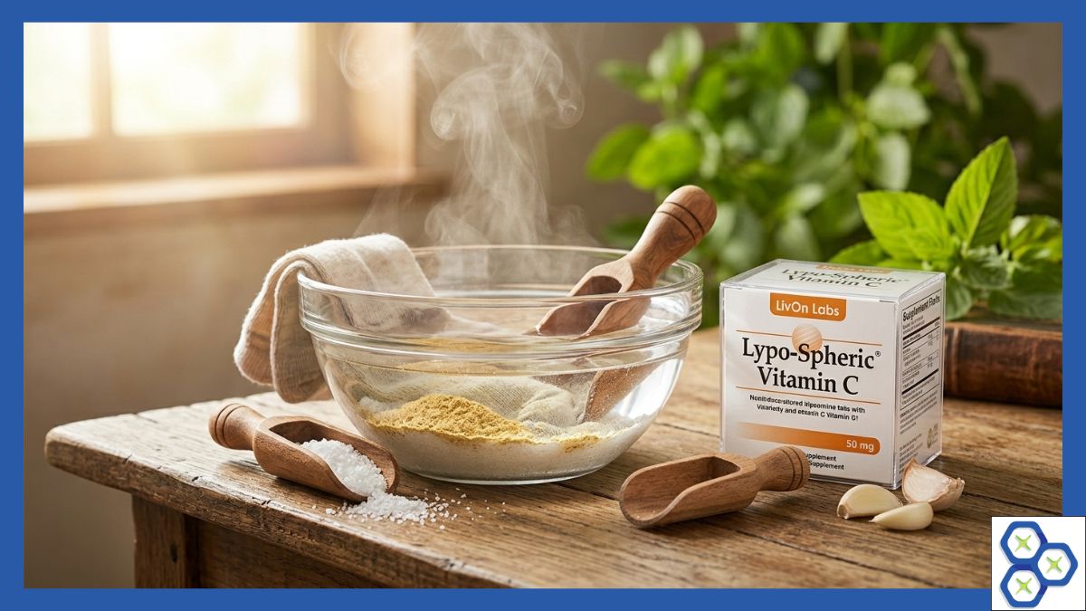 Acute natural influenza protocols including liposomal vitamin C and steaming hydrotherapy support.